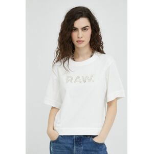 Bavlnené tričko G-Star Raw biela farba,