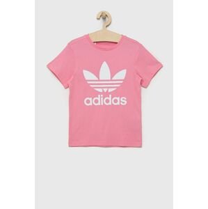 Detské bavlnené tričko adidas Originals ružová farba,