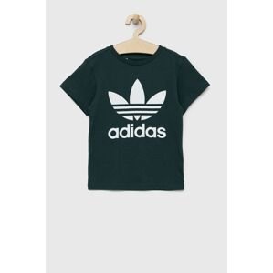 Detské bavlnené tričko adidas Originals zelená farba,