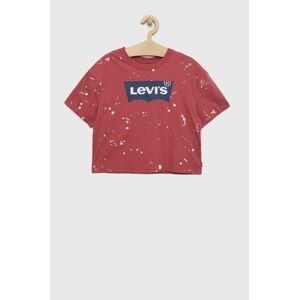 Detské bavlnené tričko Levi's červená farba,