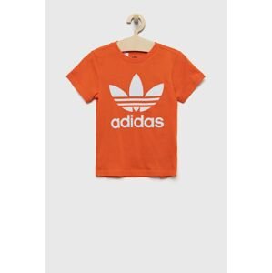 Detské bavlnené tričko adidas Originals oranžová farba, s potlačou