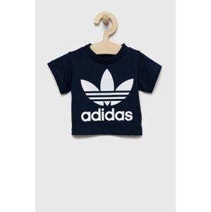 Detské bavlnené tričko adidas Originals tmavomodrá farba, s potlačou