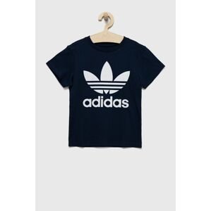 Detské bavlnené tričko adidas Originals tmavomodrá farba, s potlačou