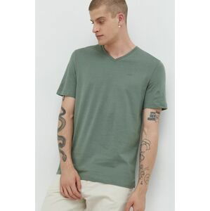 Bavlnené tričko s.Oliver zelená farba, jednofarebné