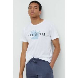 Bavlnené tričko Premium by Jack&Jones biela farba, s potlačou