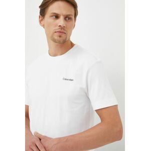 Bavlnené tričko Calvin Klein biela farba, jednofarebné,