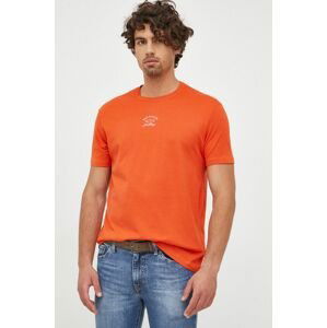 Bavlnené tričko Paul&Shark oranžová farba, s potlačou