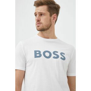 Bavlnené tričko BOSS Boss Casual biela farba, s potlačou