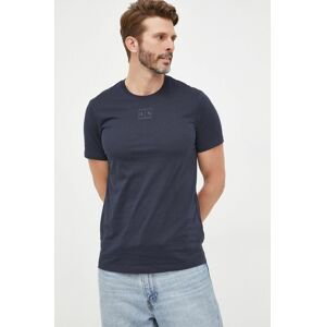 Bavlnené tričko Armani Exchange tmavomodrá farba, jednofarebné
