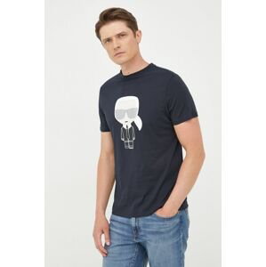 Bavlnené tričko Karl Lagerfeld tmavomodrá farba, s potlačou