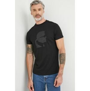 Bavlnené tričko Karl Lagerfeld čierna farba, s nášivkou