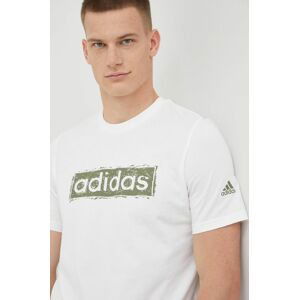 Bavlnené tričko adidas biela farba, s potlačou