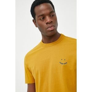 Bavlnené tričko PS Paul Smith žltá farba, jednofarebné