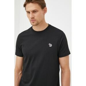 Bavlnené tričko PS Paul Smith čierna farba, jednofarebné