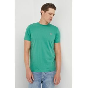 Bavlnené tričko PS Paul Smith zelená farba, jednofarebné
