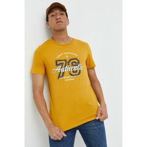 Bavlnené tričko Produkt by Jack & Jones žltá farba, s potlačou