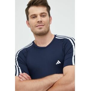 Tréningové tričko adidas Performance Techfit 3-stripes tmavomodrá farba, s potlačou