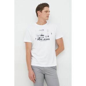 Bavlnené tričko Pepe Jeans Seraph biela farba, s potlačou