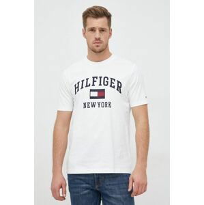 Bavlnené tričko Tommy Hilfiger biela farba, s nášivkou