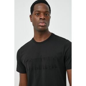 Bavlnené tričko Colmar čierna farba, jednofarebné