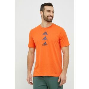 Tréningové tričko adidas Performance Design to Move oranžová farba, s potlačou