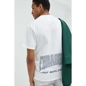 Bavlnené tričko HUF X Trasher biela farba, s potlačou