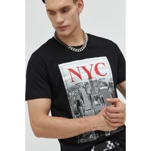 Bavlnené tričko Produkt by Jack & Jones čierna farba, s potlačou