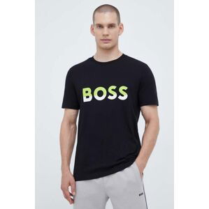 Bavlnené tričko BOSS BOSS ATHLEISURE čierna farba, s potlačou