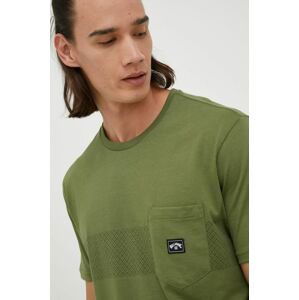 Bavlnené tričko Billabong zelená farba, s potlačou