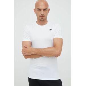Tréningové tričko 4F biela farba, jednofarebné