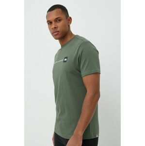 Bavlnené tričko The North Face zelená farba, s potlačou
