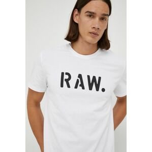 Bavlnené tričko G-Star Raw biela farba, s potlačou