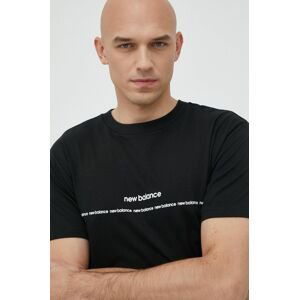 Bavlnené tričko New Balance čierna farba, s potlačou