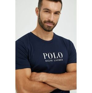 Bavlnené pyžamové tričko Polo Ralph Lauren tmavomodrá farba, s potlačou