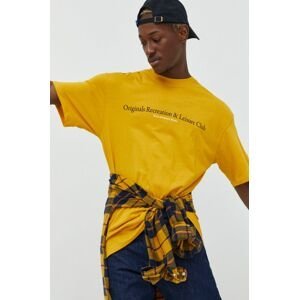 Bavlnené tričko Jack & Jones Jorbrink žltá farba, s potlačou