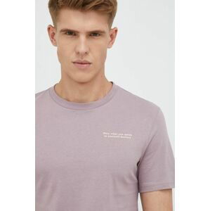 Bavlnené tričko Outhorn fialová farba, s potlačou