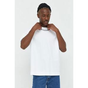Bavlnené tričko Abercrombie & Fitch biela farba, jednofarebné
