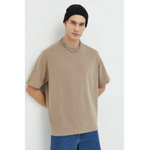 Bavlnené tričko Abercrombie & Fitch hnedá farba, jednofarebné