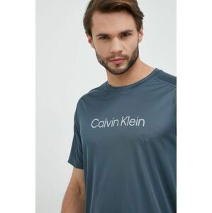 Tréningové tričko Calvin Klein Performance šedá farba, s potlačou