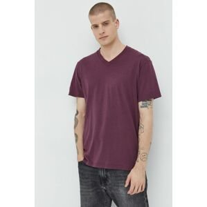 Bavlnené tričko Hollister Co. fialová farba, jednofarebné