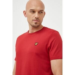 Bavlnené tričko Lyle & Scott červená farba, jednofarebné