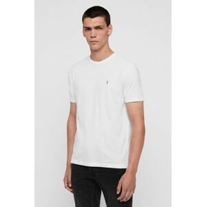 Bavlnené tričko AllSaints biela farba, jednofarebné