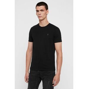 Bavlnené tričko AllSaints čierna farba, jednofarebné