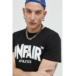 Bavlnené tričko Unfair Athletics čierna farba, s potlačou