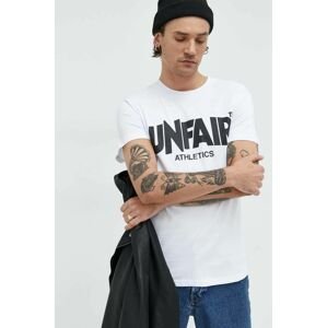 Bavlnené tričko Unfair Athletics biela farba, s potlačou