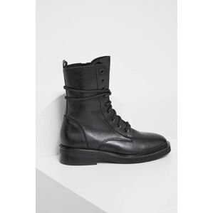 Kožené členkové topánky Answear Lab dámske, čierna farba, na plochom podpätku, jemne zateplené