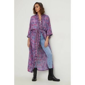 Hodvábne kimono Answear Lab fialová farba