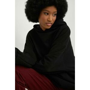 Mikina Answear Lab dámska, čierna farba, s kapucňou, jednofarebná