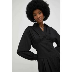 Bavlnené šaty Answear Lab dámska, čierna farba, áčkový strih