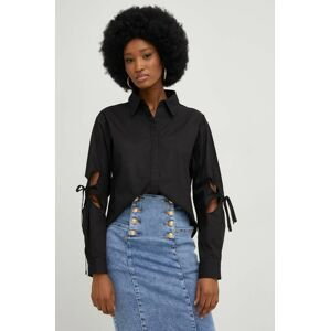 Bavlnená košeľa Answear Lab dámska, čierna farba, regular, s klasickým golierom